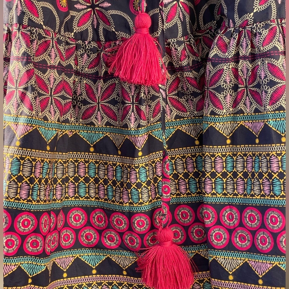 100% Cotton OPT NWT XS MultiColor Luxe Boho Smocked Mini Dress Luxe Boho - Picture 2 of 8